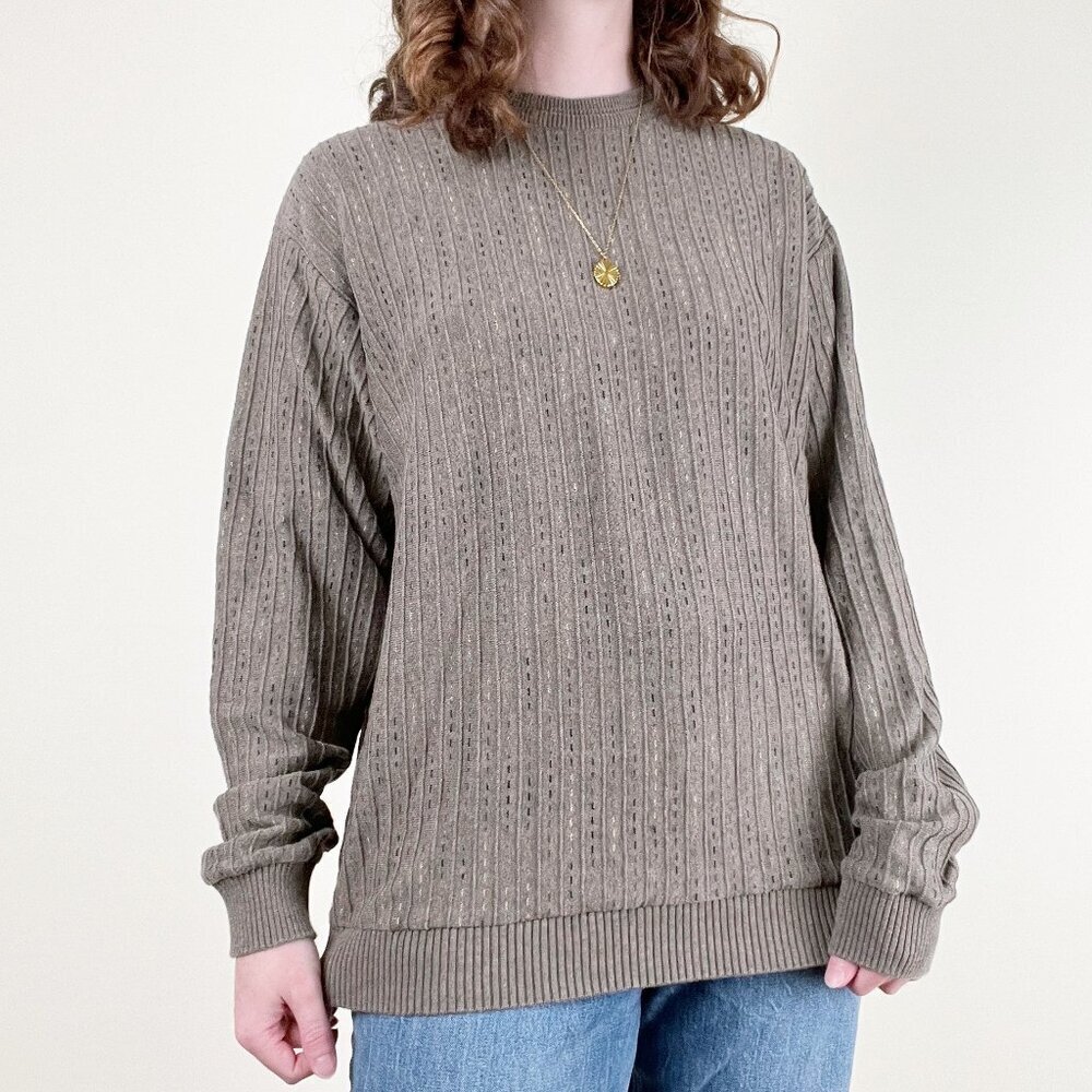 Vintage Tosani 3D Knit Cotton Sweater Woven Oversized Slouchy Grandpa Fisherman